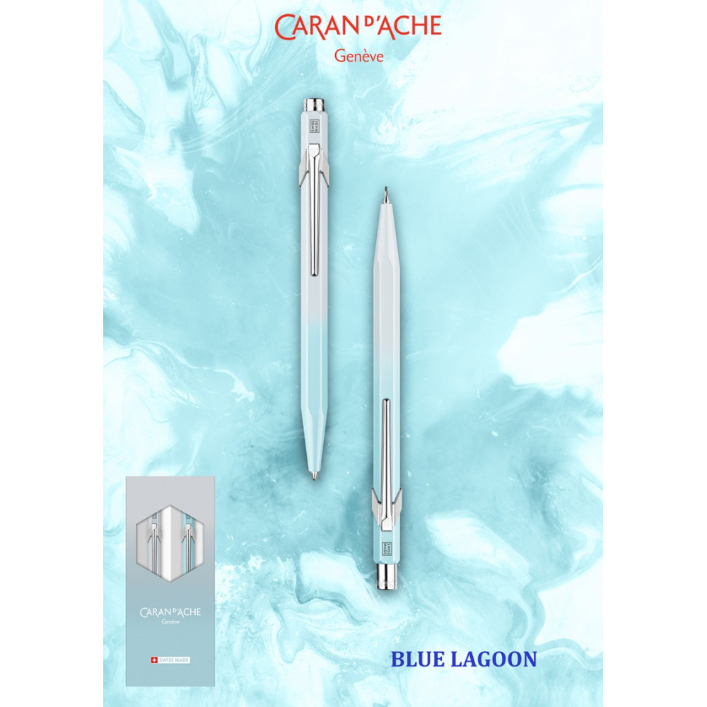 Zestaw długopis 849 i ołówek 844 - Caran d'Ache - Blue Lagoon, 2 szt.