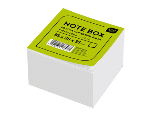 Karteczki nieklejone Note Box - Interdruk - białe, 8,5 x 8,5 x 3,5 cm