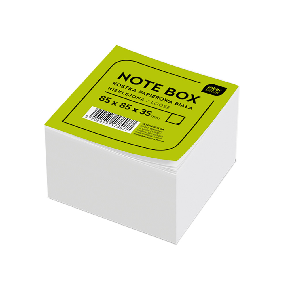 Karteczki nieklejone Note Box - Interdruk - białe, 8,5 x 8,5 x 3,5 cm