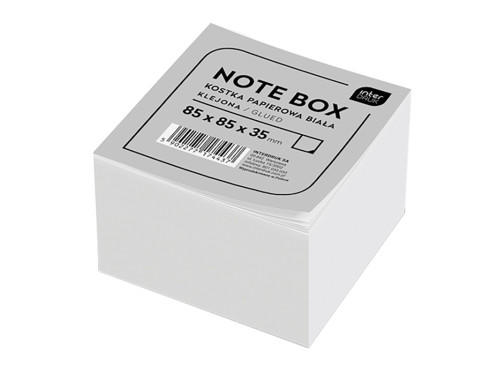 Karteczki klejone Note Box - Interdruk - białe, 8,5 x 8,5 x 3,5 cm