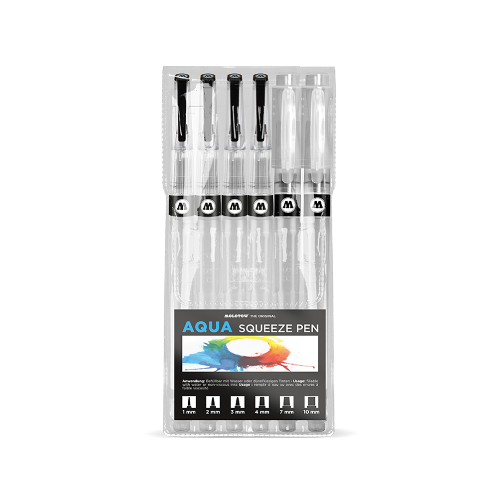 Set of Aqua Squeeze Brush markers - Molotow - 6 pcs.
