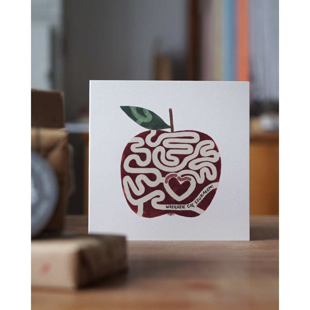 Kartka okolicznościowa - Hi Little - Miłosne jabłko, 14,5 x 14,5 cm