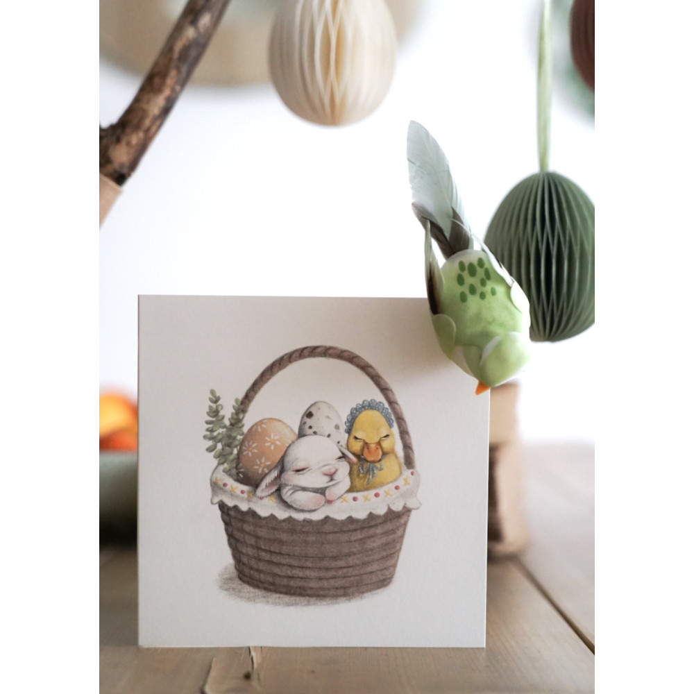 Greeting card - Hi Little - Easter Basket, 14,5 x 14,5 cm