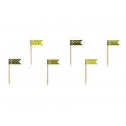 Cupcake Toppers Flags Bee - yellow, 7 cm, 6 pcs.