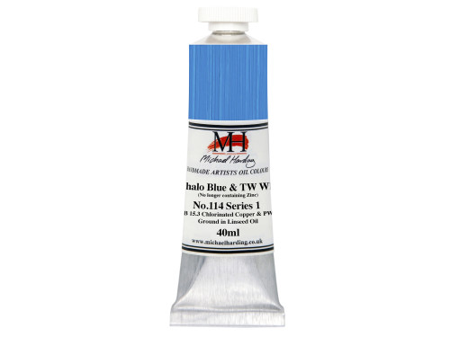 Oil paint - Michael Harding - 114, Phthalo Blue & Titanium White, 40 ml