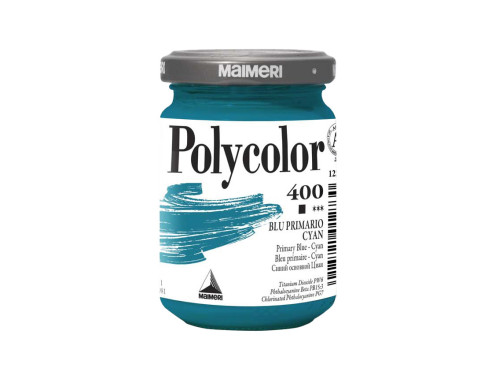 Acrylic paint Polycolor - Maimeri - 400, Primary Blue Cyan, 140 ml