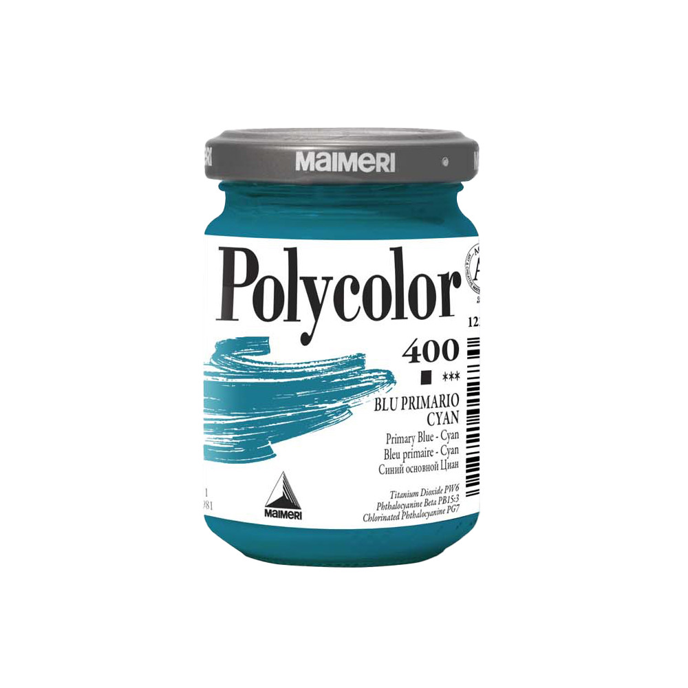 Acrylic paint Polycolor - Maimeri - 400, Primary Blue Cyan, 140 ml