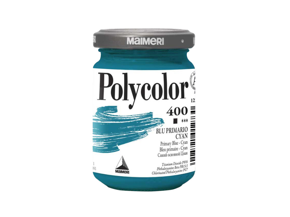 Acrylic paint Polycolor - Maimeri - 400, Primary Blue Cyan, 140 ml