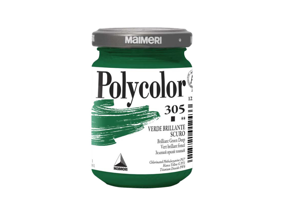 Acrylic paint Polycolor - Maimeri - 305, Bright Green Deep, 140 ml