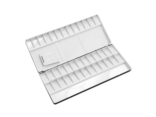Metal case, pocket box for watercolor half-pans - Holbein - 39 pcs