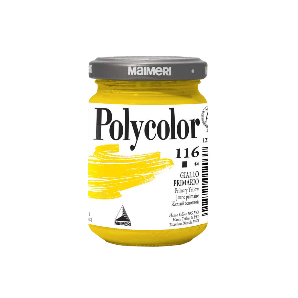 Acrylic paint Polycolor - Maimeri - 116, Primary Yellow, 140 ml