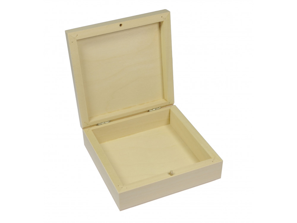Drewniane pudełko, kasetka - kwadratowa, 14 x 14 x 4,5 cm
