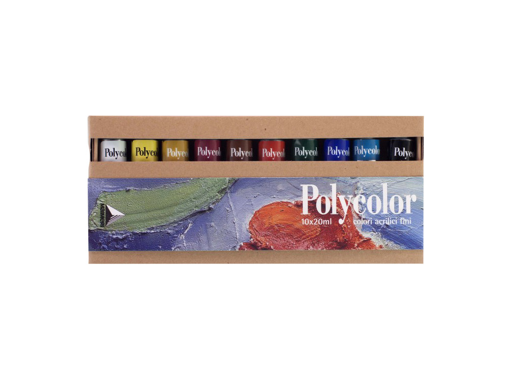 Zestaw farb akrylowych Polycolor - Maimeri - 10 kolorów x 20 ml