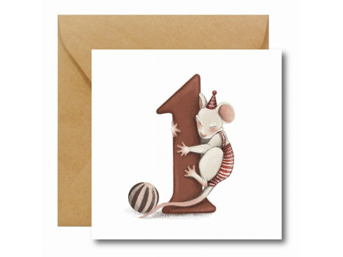Greeting card - Hi Little - Mouse, 14,5 x 14,5 cm