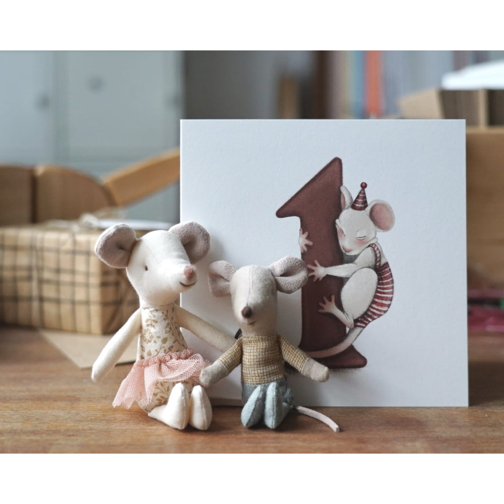 Kartka okolicznościowa - Hi Little - Myszka, roczek, 14,5 x 14,5 cm