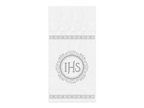 Cutlery pockets IHS - white and silver, 16 pcs.