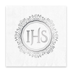 Paper napkins IHS - white and silver, 10 pcs.