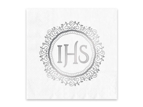 Paper napkins IHS - white and silver, 10 pcs.