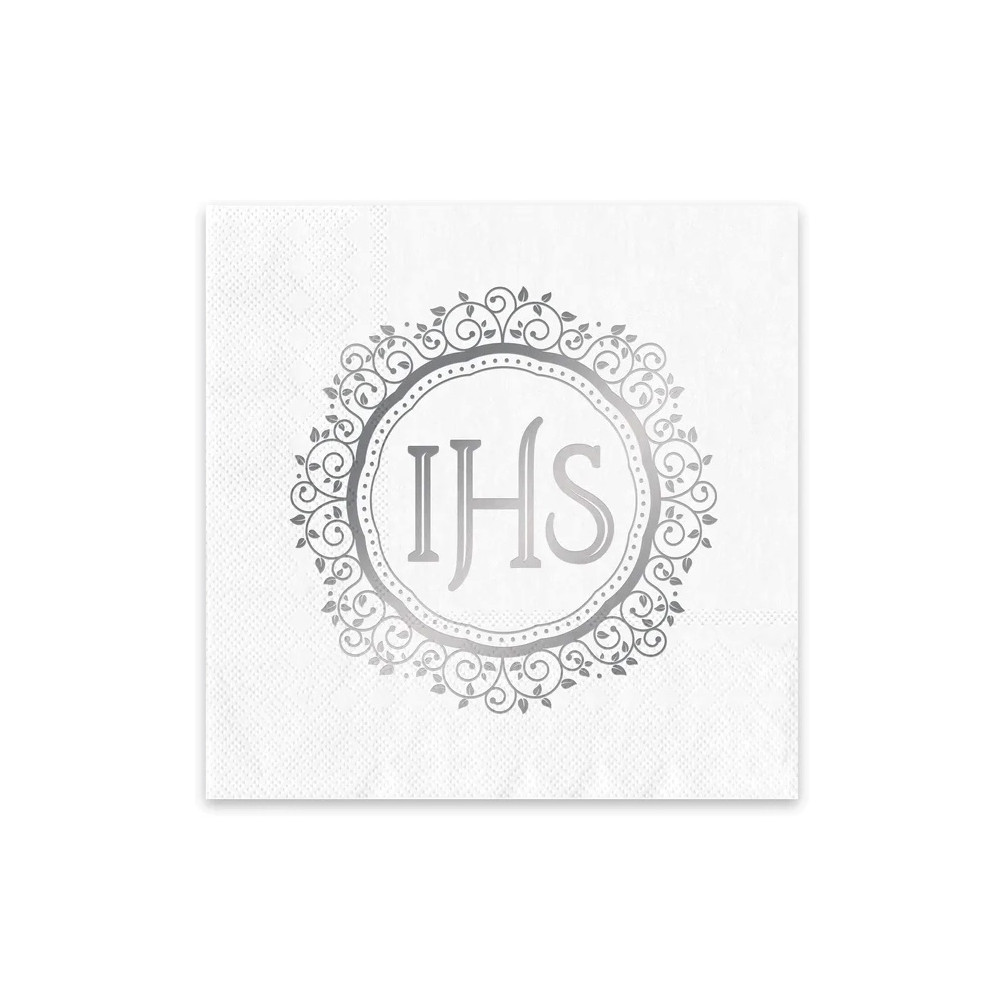 Paper napkins IHS - white and silver, 10 pcs.