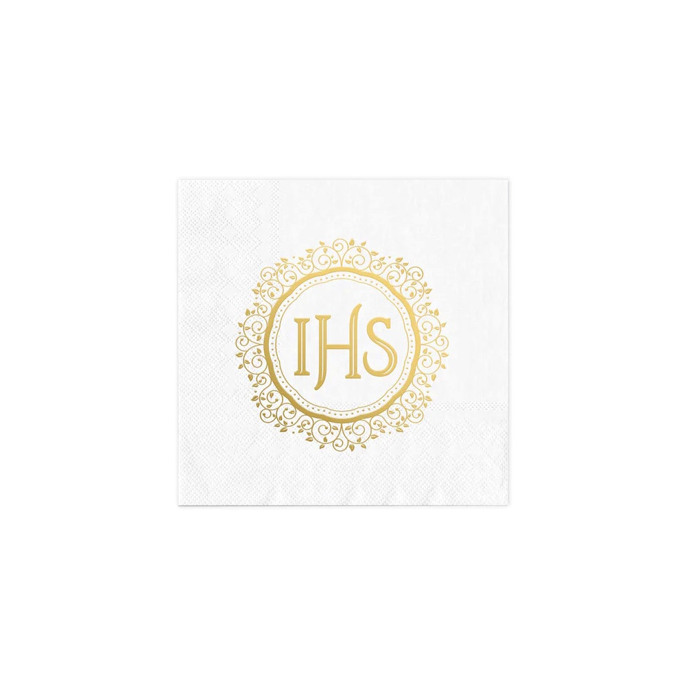 Paper napkins IHS - white and gold, 10 pcs.