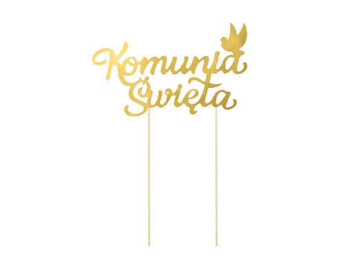 Paper cake topper Komunia Święta - gold, 16 x 22,5 cm