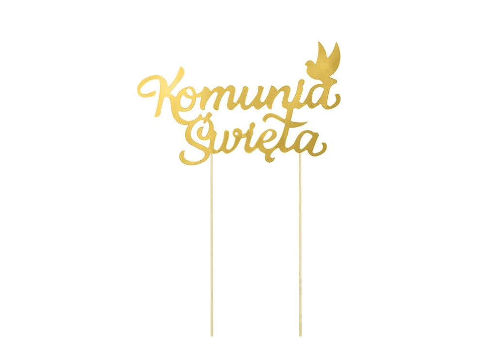 Paper cake topper Komunia Święta - gold, 16 x 22,5 cm