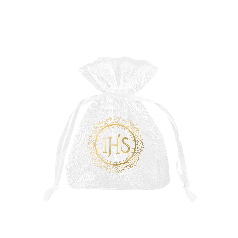Organza bags IHS - gold, 9,5 x 14,5 cm, 10 pcs.