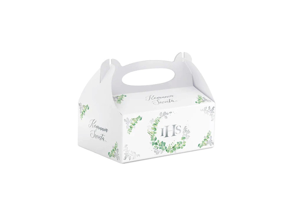 First Communion IHS cake boxes - silver, 10 pcs.