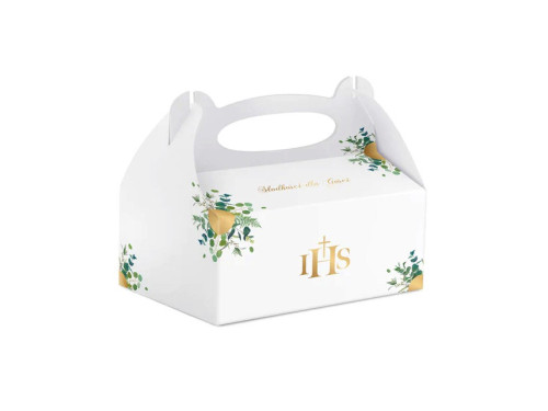 First Communion IHS cake boxes - gold, 10 pcs.