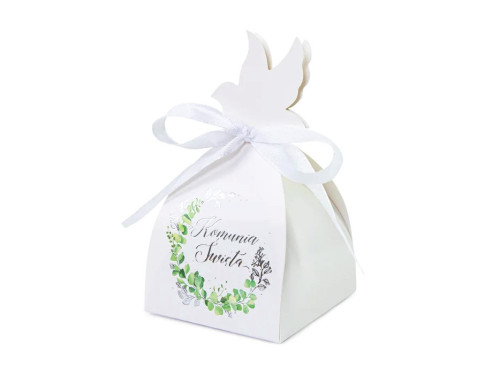 Boxes for guests Komunia Święta - silver, 6 pcs.