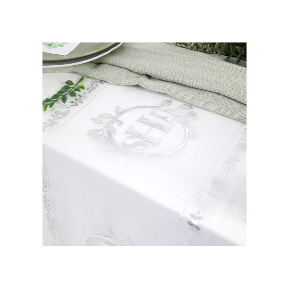 Decorative table runner IHS - silver, 30 cm x 5 m