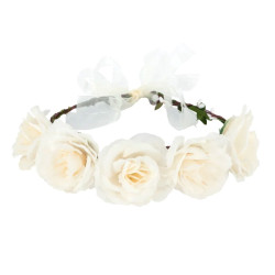 Flower wreath, headband with roses - cream, 17 cm