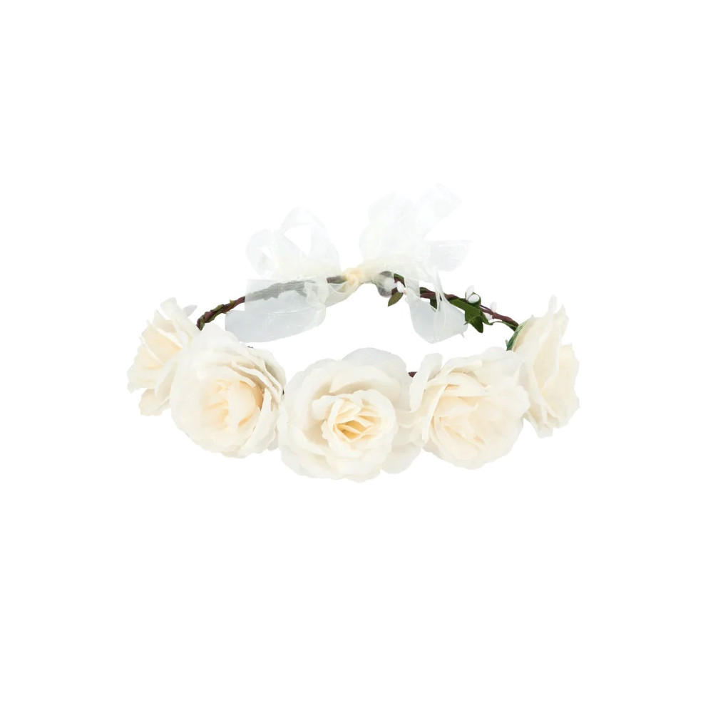 Flower wreath, headband with roses - cream, 17 cm