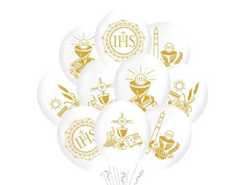 Latex balloons Holly Communion IHS - 30 cm, 10 pcs.