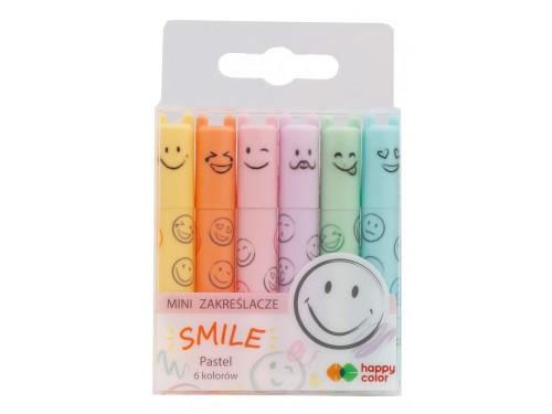 Mini zakreślacze Uszaki Smile - Happy Color - pastelowe, 6 kolorów