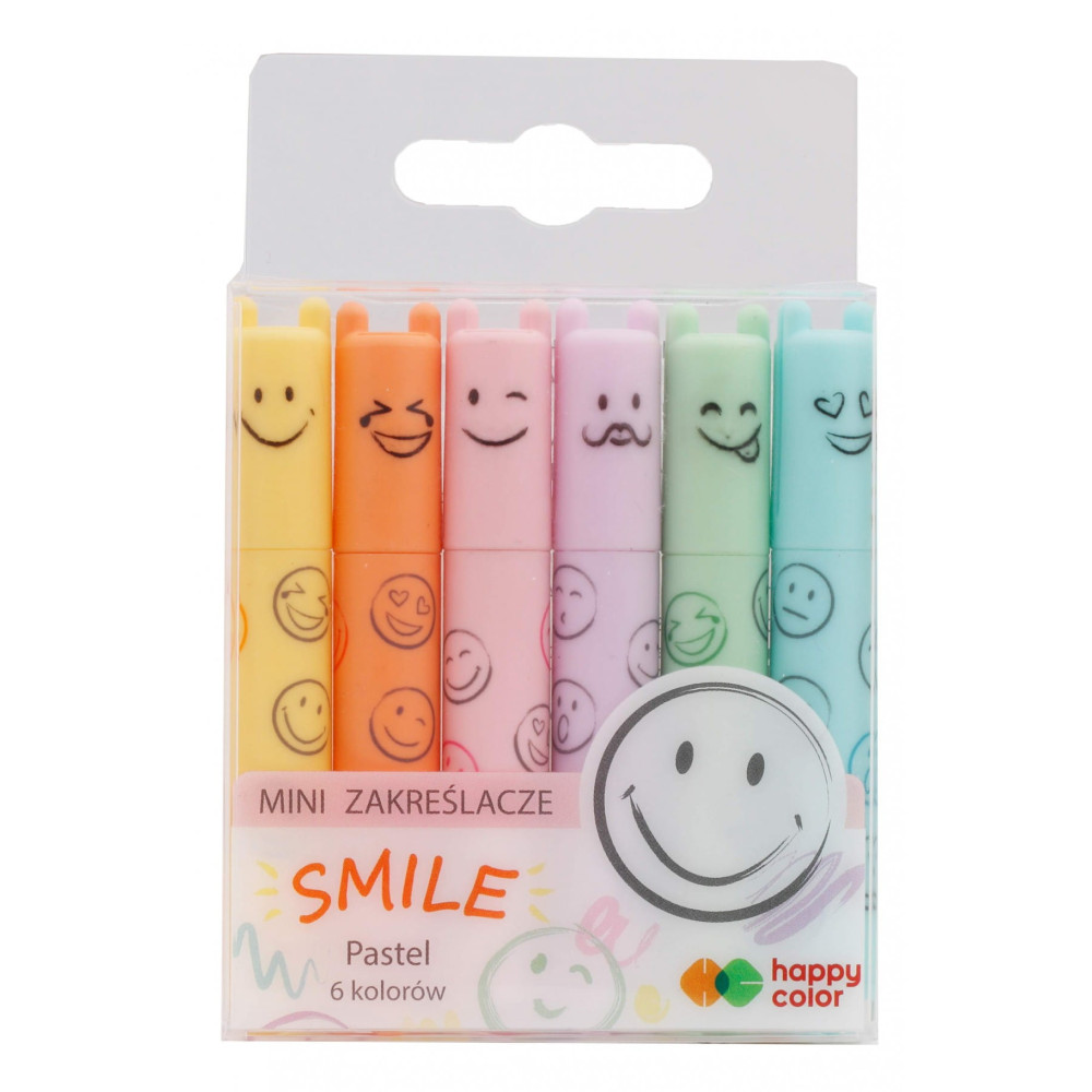 Mini zakreślacze Uszaki Smile - Happy Color - pastelowe, 6 kolorów