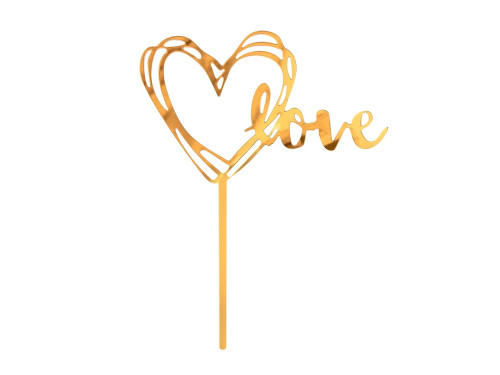 Cake topper Love - gold, 10 x 13 cm