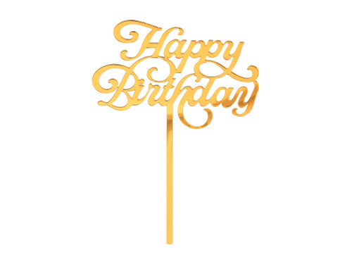 Cake topper Happy Birthday - gold, 11 x 15 cm
