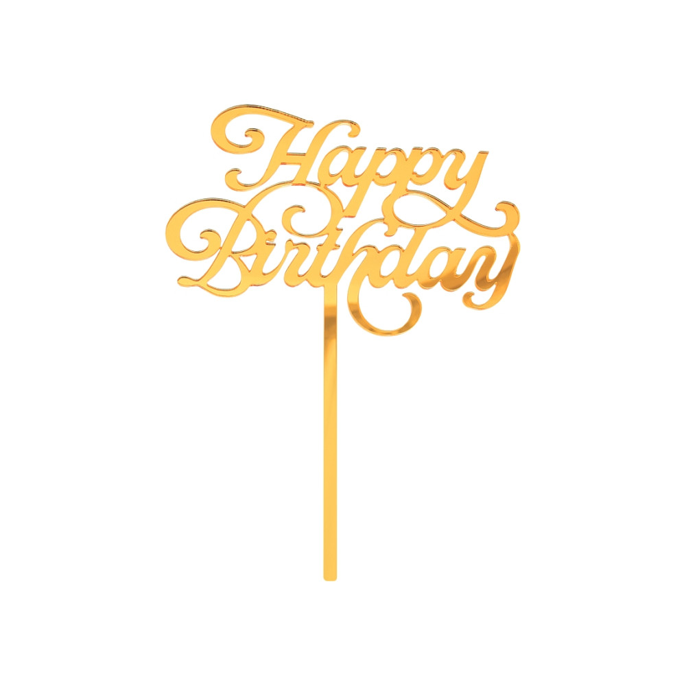 Cake topper Happy Birthday - gold, 11 x 15 cm