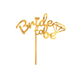 Cake topper Bride to Be - gold, 15 x 16 cm