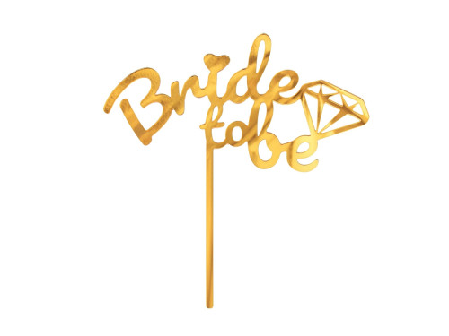 Topper na tort Bride to Be - złoty, 15 x 16 cm