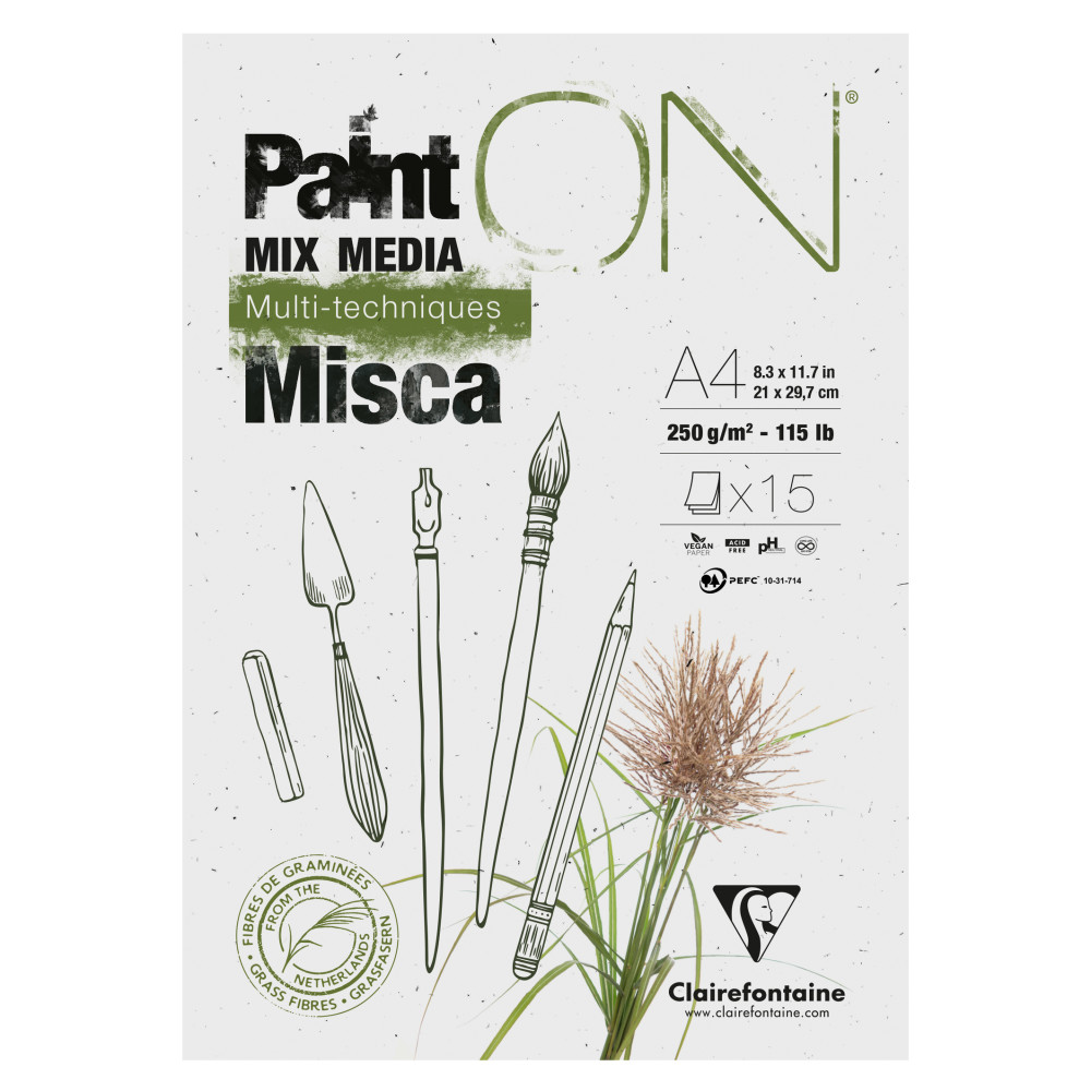 Blok Paint'ON Mix Media Misca - Clairefontaine - A4, 250g, 15 ark.