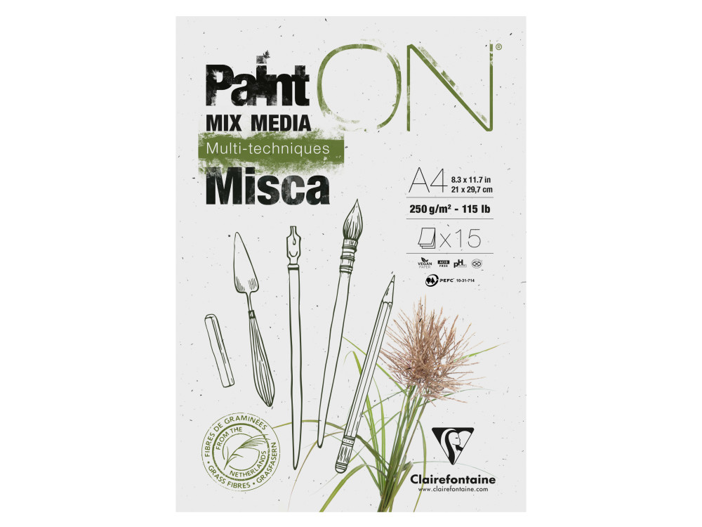 Blok Paint'ON Mix Media Misca - Clairefontaine - A4, 250g, 15 ark.
