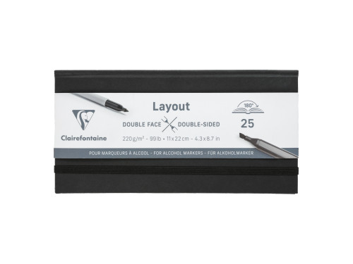 Layout sketchbook - Clairefontaine - smooth, 11 x 22 cm, 220g, 25 sheets