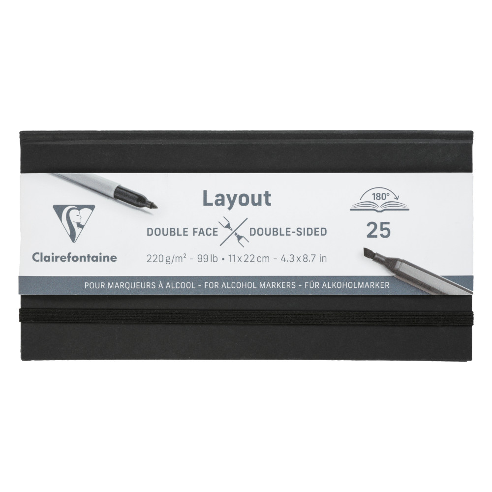 Layout sketchbook - Clairefontaine - smooth, 11 x 22 cm, 220g, 25 sheets