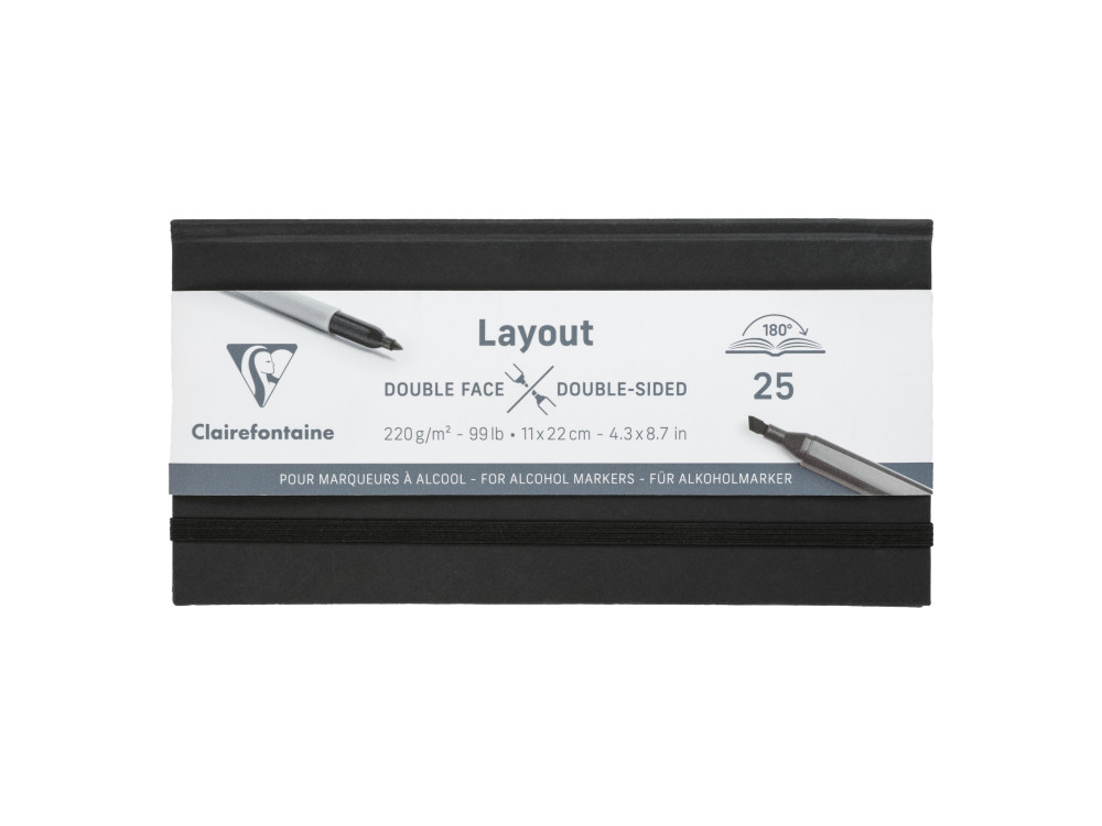 Layout sketchbook - Clairefontaine - smooth, 11 x 22 cm, 220g, 25 sheets