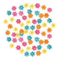 Paper flowers - colorful, 60 pcs.