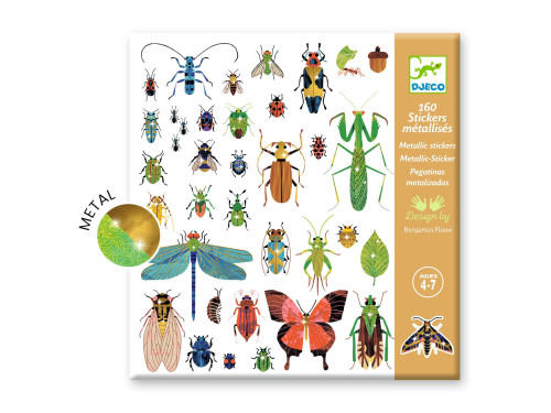 Set of metallic stickers - Djeco - Microcosmos, 160 pcs.