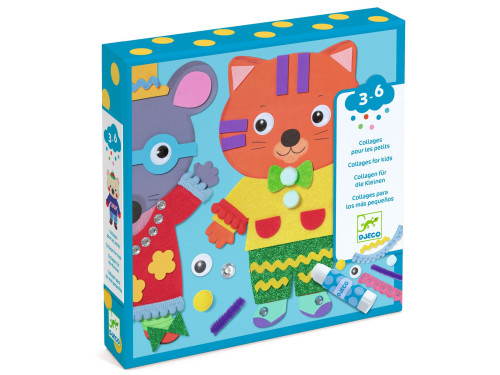 Set of collages for kids - Djeco - Dressing animals
