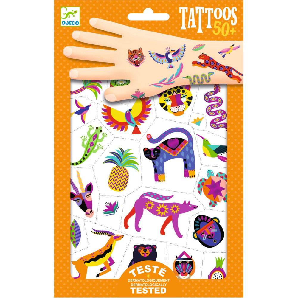 Set of washable tattoos for kids - Djeco - Exotic